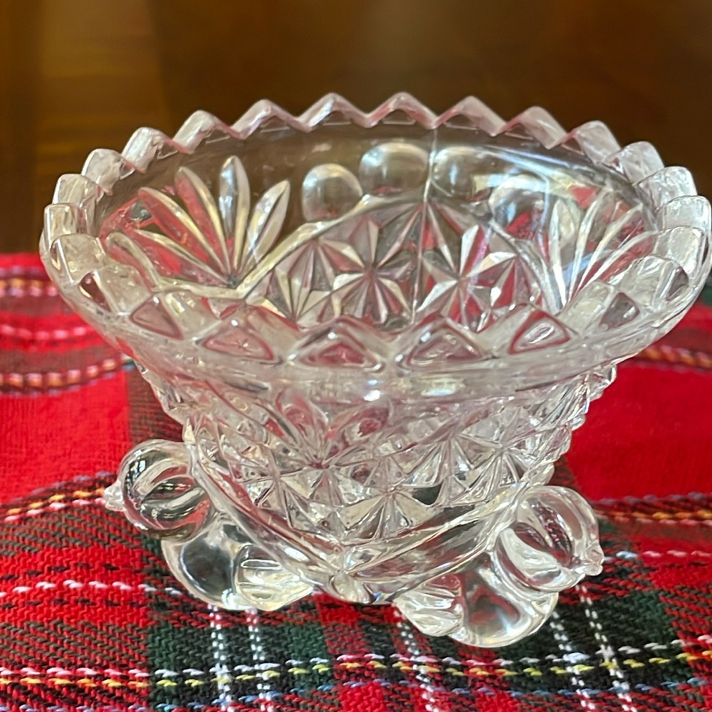 Hofbauer Byrdes Bird 3 Footed clear Crystal Salt Cellar 2”x3” Trinket